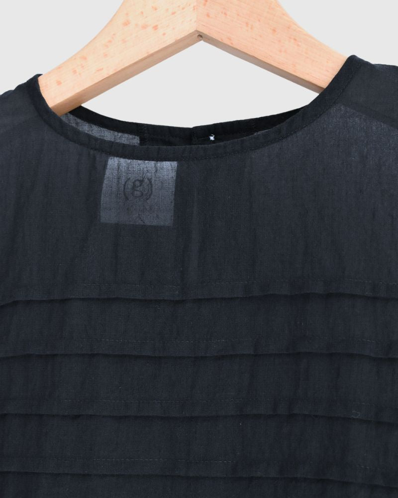 ボイル スリーブレスタックブラウス Navy