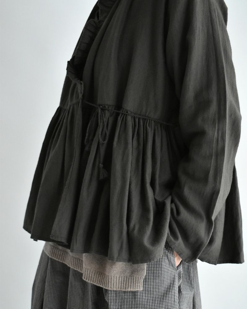 TWILL COTTON KHADI PLAIN FRILL CACHE COEUR Charcoal