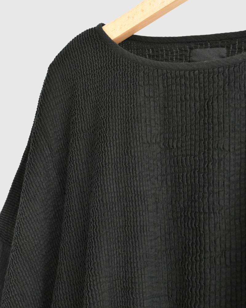 MINI PINTUCK PULLOVER DRESS Black