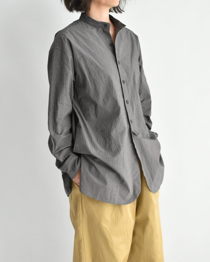 ユーティリティ バンドカラーシャツ BrownGingham