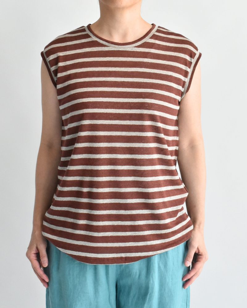 ボーダータンクトップ Brown/Natural