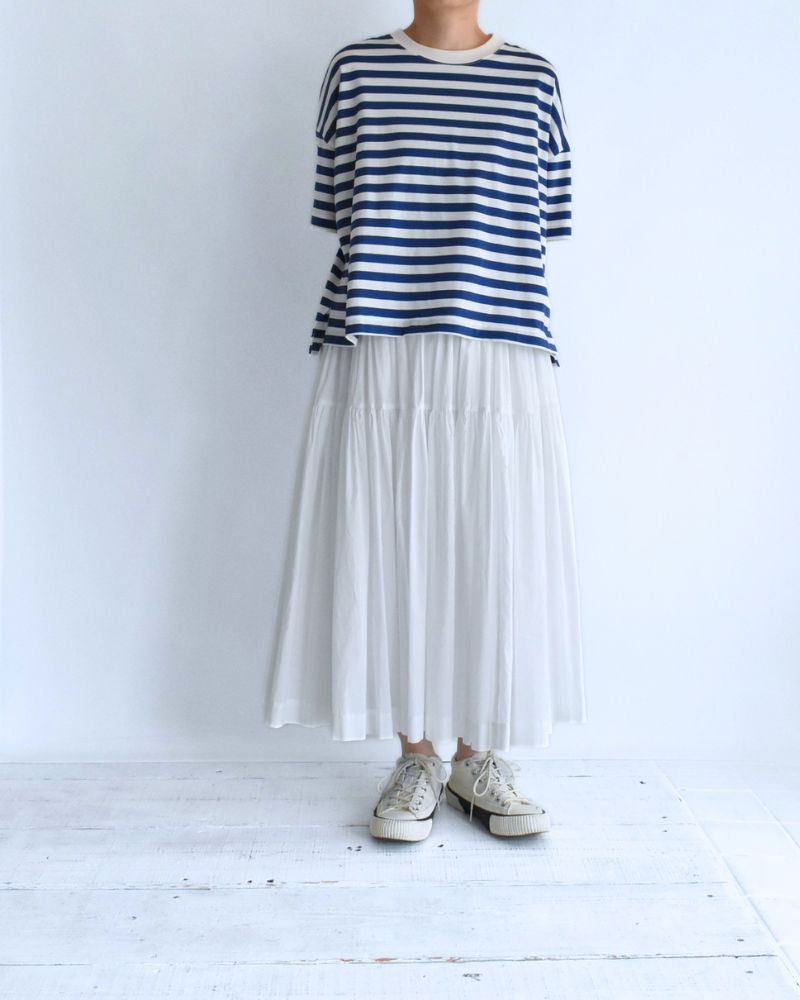 クルーネック スリットTシャツ Blue/White