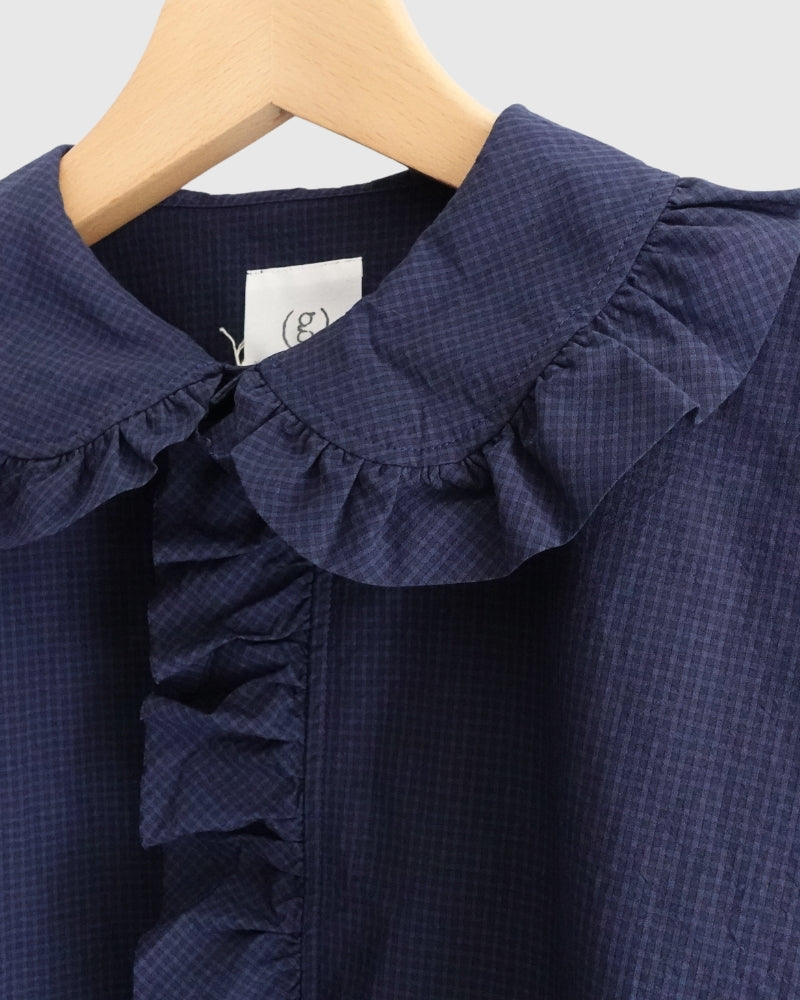 カラー＆フロントフリルブラウス Navy