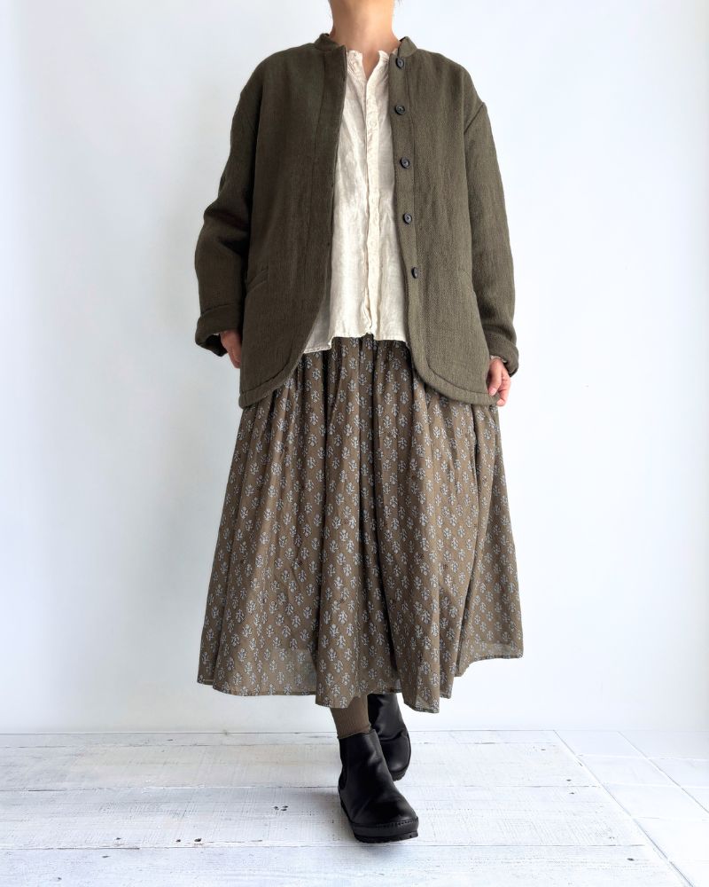 STAND COLLAR FLY FRONT JACKET Olive