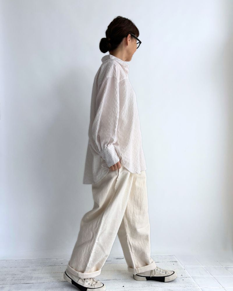 シアーストライプシャツ 'TESSA' OffWhite