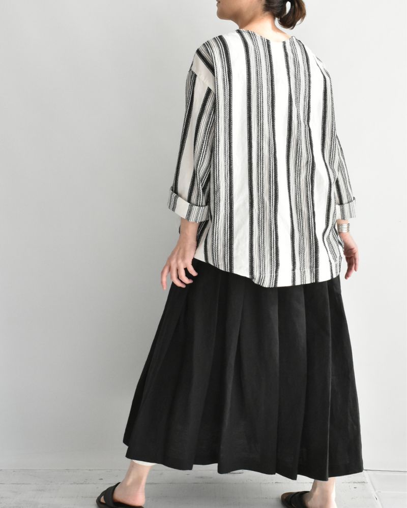 ジャガードストライプシャツ White/Black