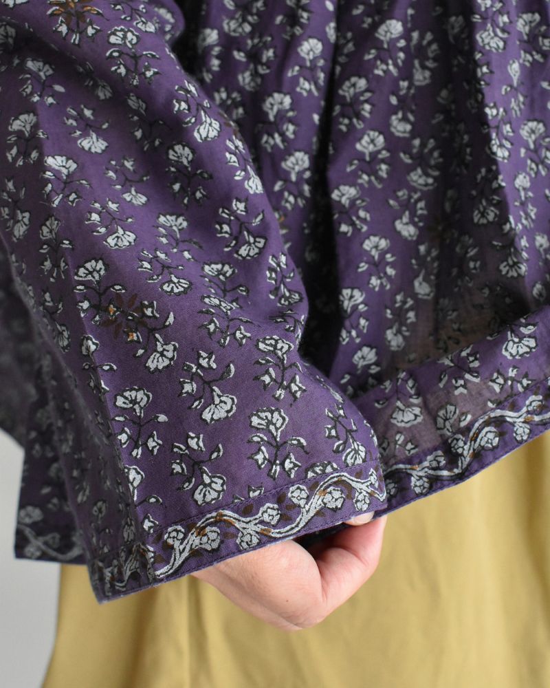 CREW-NECK BUTTON SHIRT WITH PINTUCK Purple