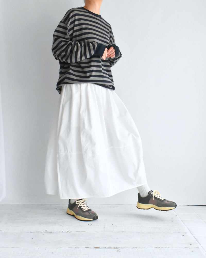 タック コクーンTシャツ Gray/Navy Border