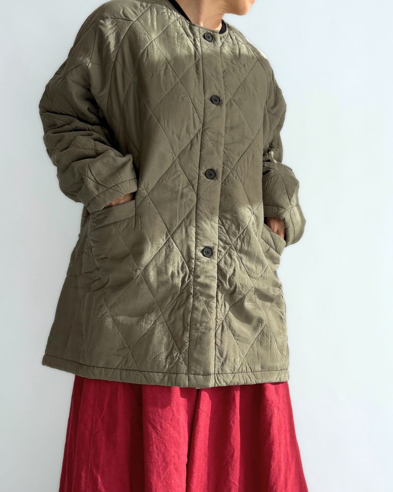 FRONT BUTTON SHORT COAT Olive