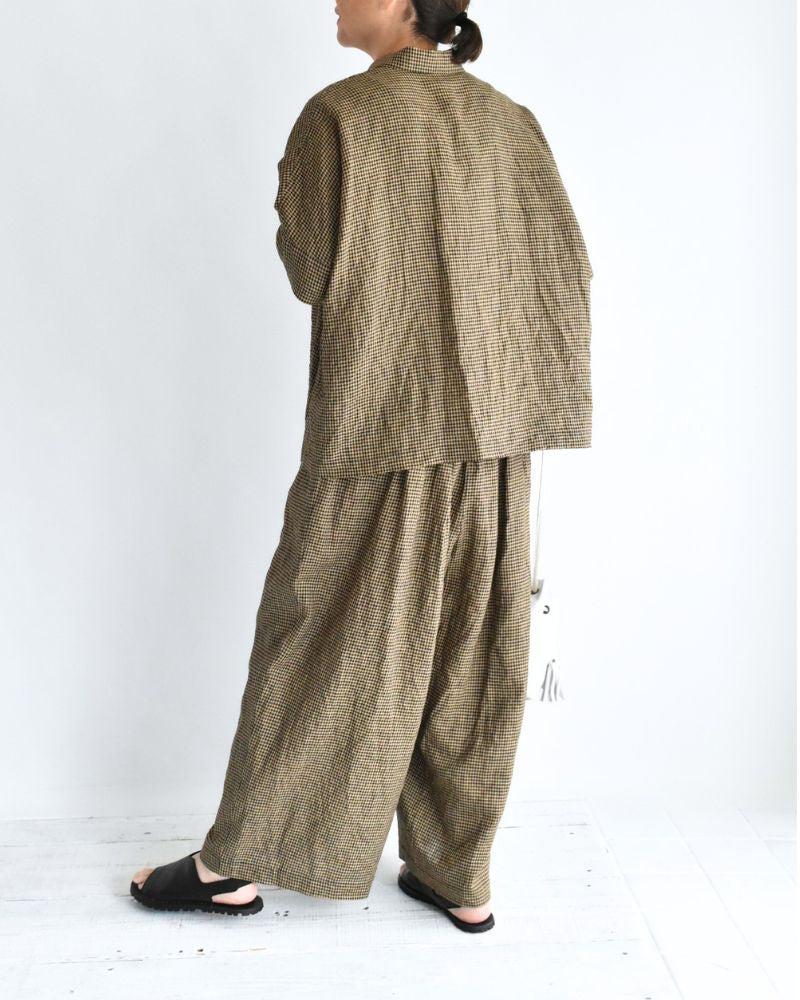 ワイドカフス シャツ Camel/Black