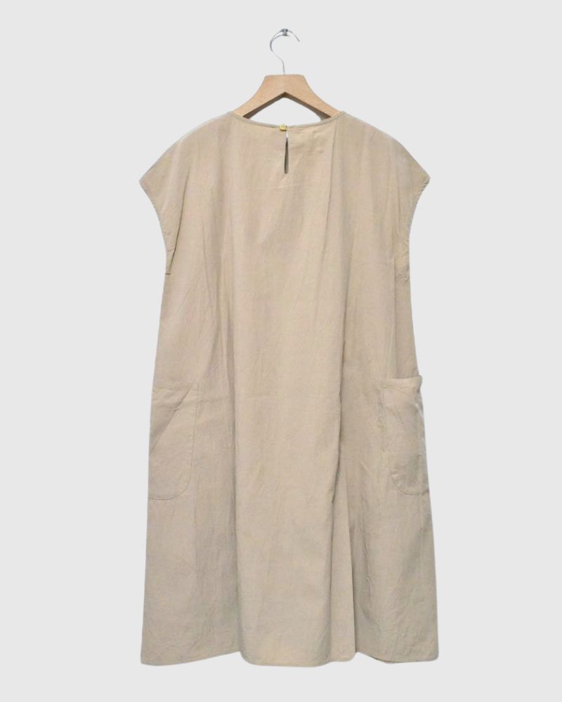 【sale】オーガニックドライワッシャースリーブレスワンピース　Beige