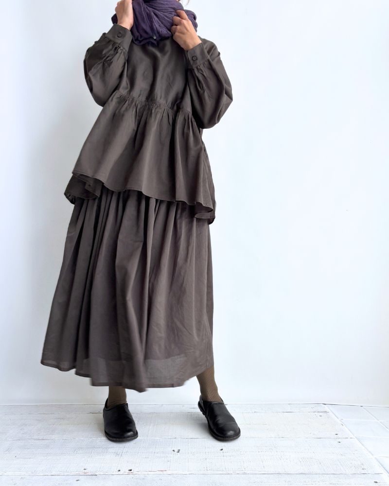 RAJASTHAN TUCK GATHERED SKIRT WITH LINING Gray