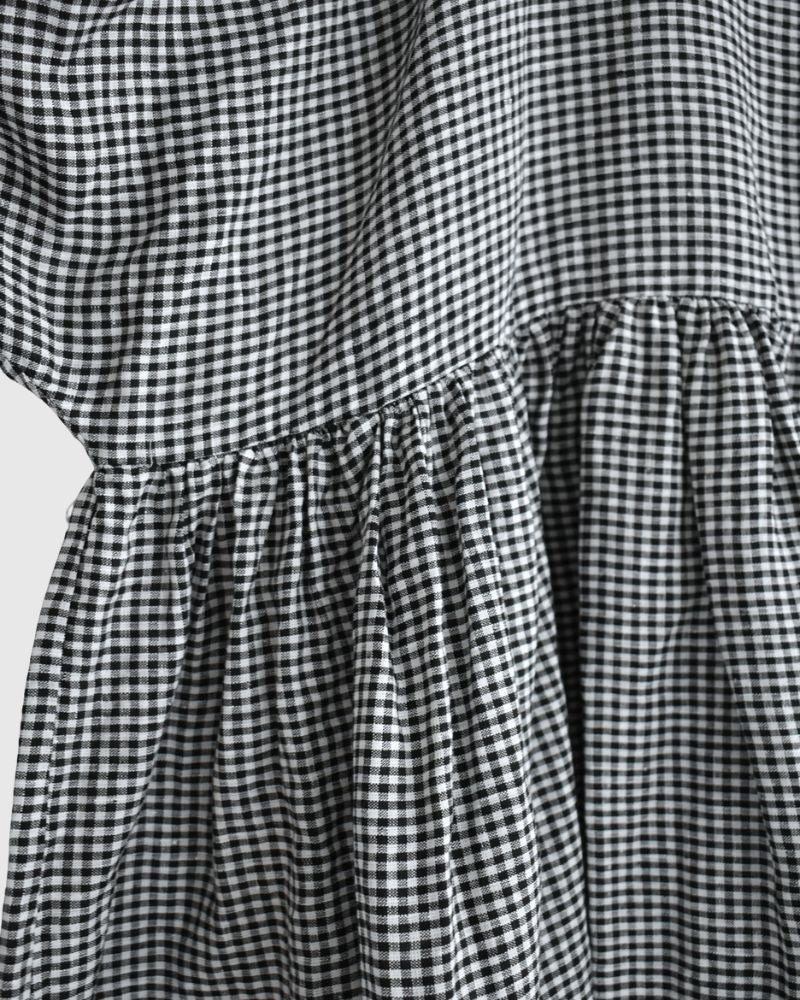 ドルマンギャザーブラウス（LINEN） Black/White