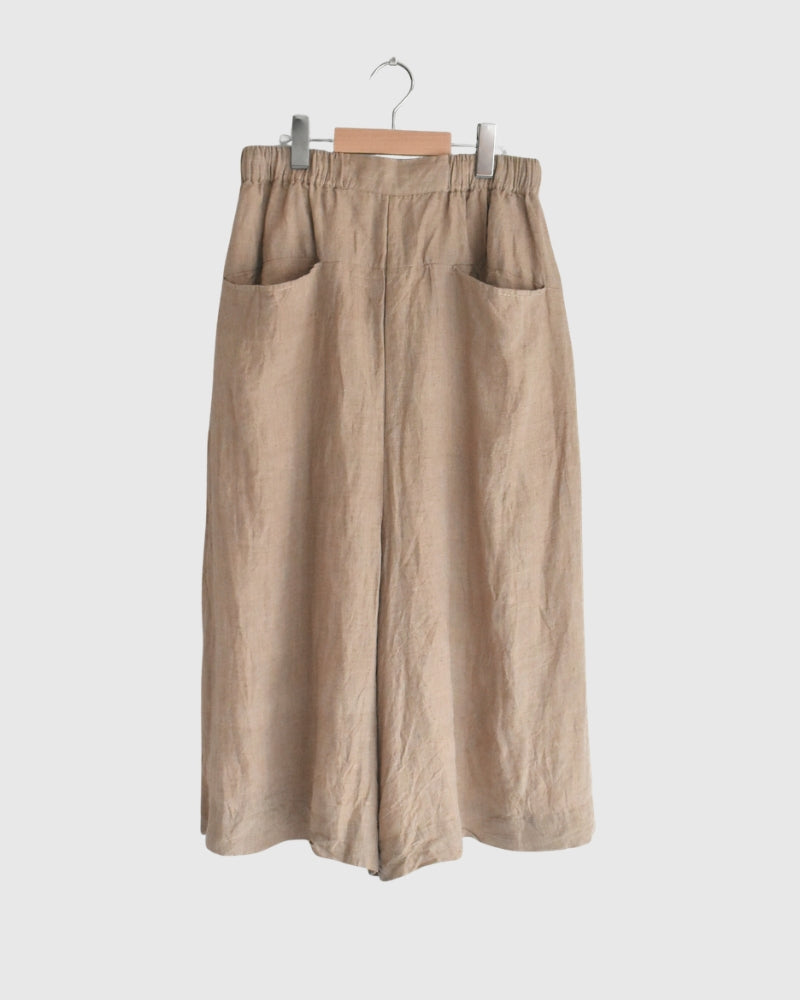 手織り40リネン キュロットパンツ Beige