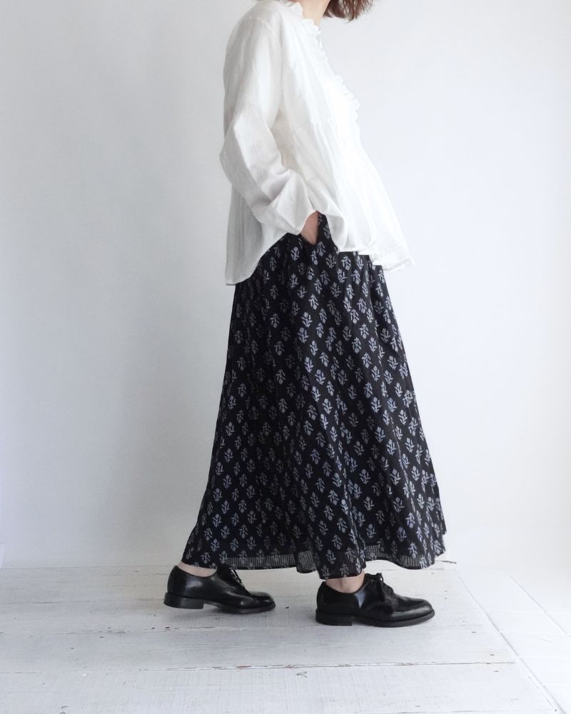 GATHERED SKIRT WITH LINING Black