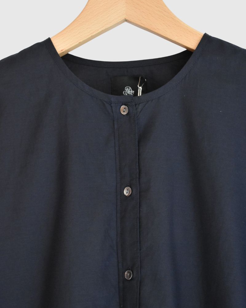 BANGALORE COTTON/SILK PLAIN PULLOVER SHIRT Navy