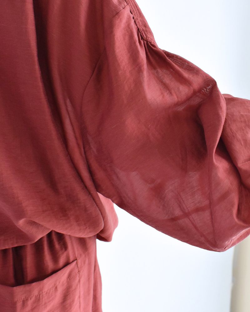 シアーボリュームブラウス RedBrown