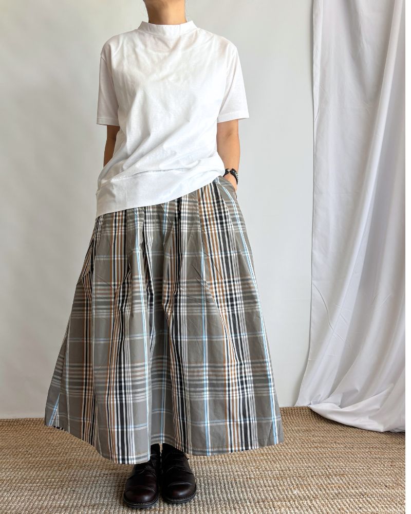 CHECK A LINE SKIRT 'FELINA' BeigeBrown