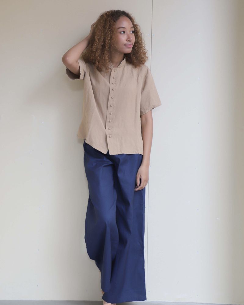 【予約】S/S 8T003 スタンドカラー半袖シャツ（3月）