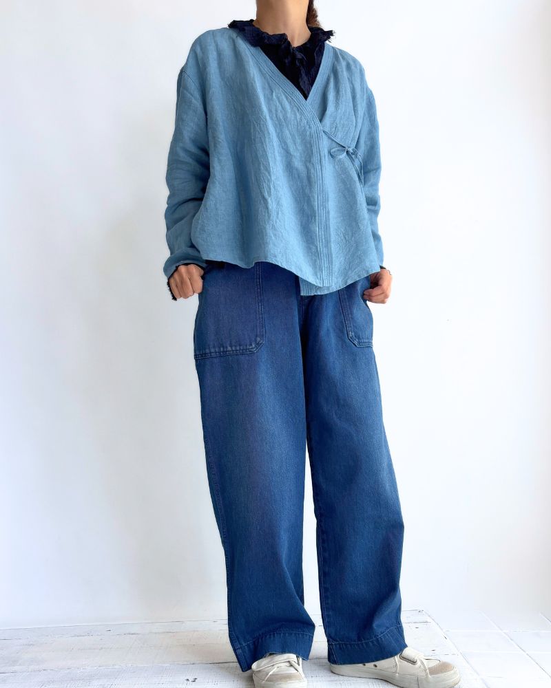 インディゴリネン カシュクールシャツ LightBlue