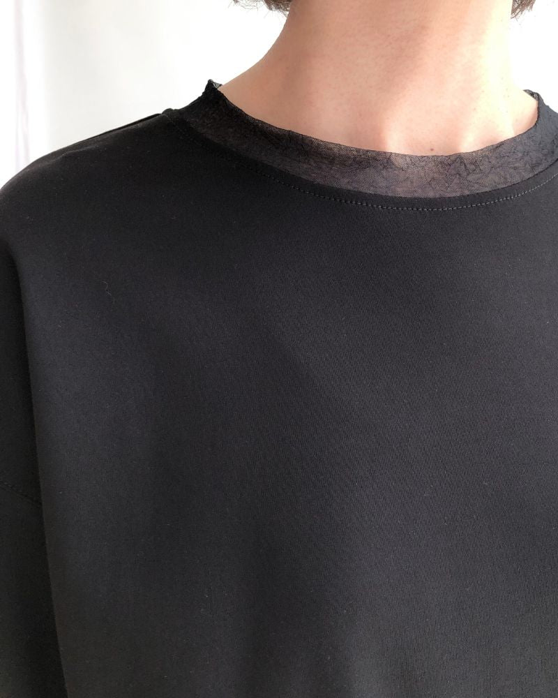 ANAIA SMOOTH/TULLE プルオーバー Black