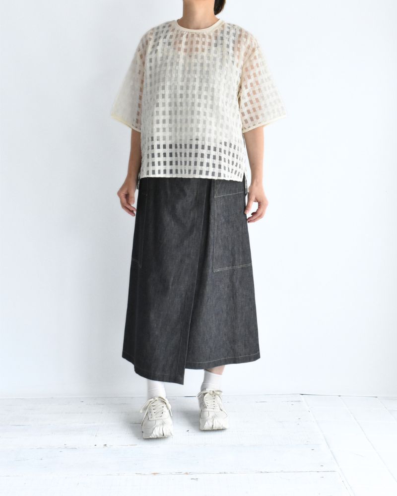 シアーチェッククルーネックトップス 'MEHINA' Off