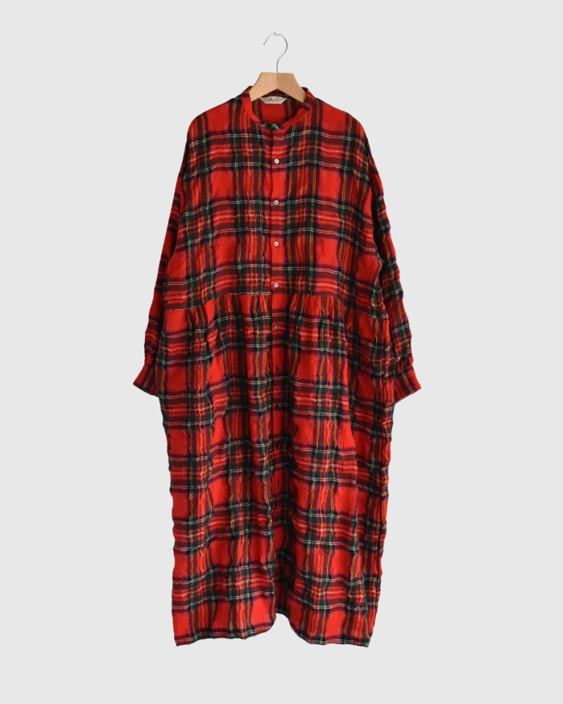 コットンウール タータンチェックドレス Red