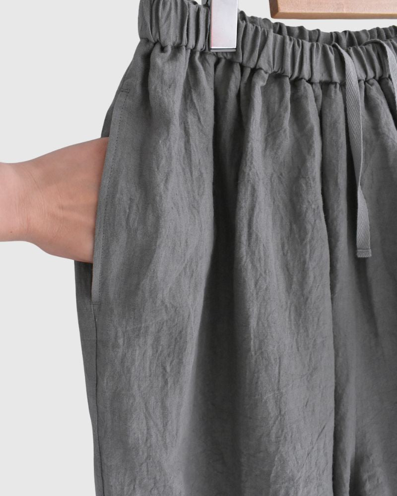 ワイドコクーン ギャザーパンツ（LINEN） Gray