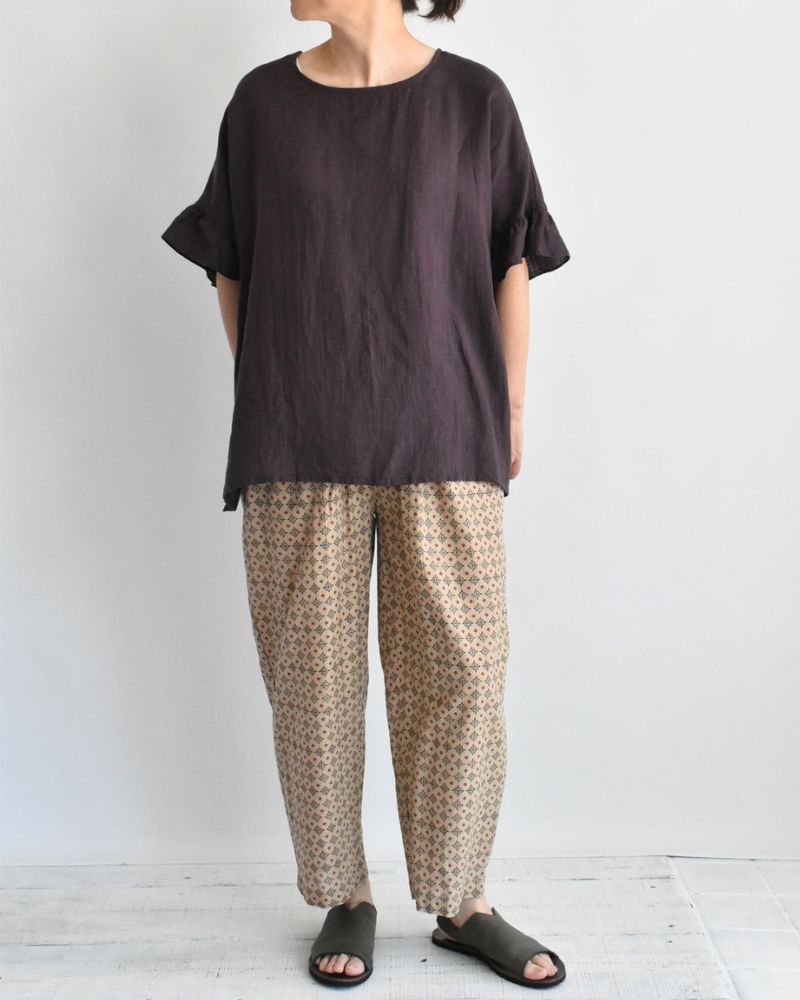 フリルトップ ブラウス Brown