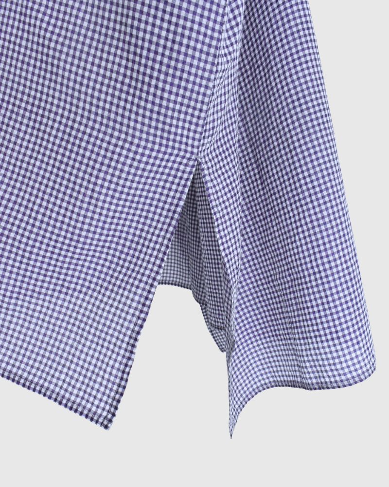 DROP SHOULDER SMOCK DRESS OffWhite/Purple