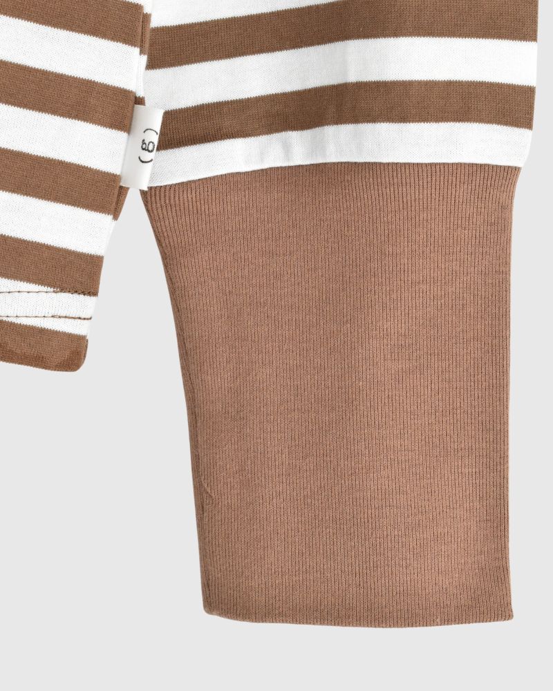 ギザンディ天竺ボーダーロングTee Brown/Off