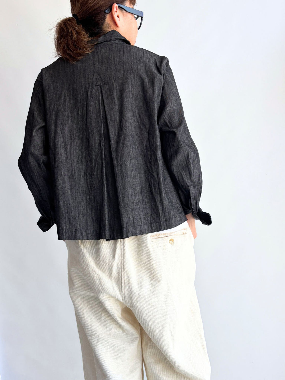 Aラインショートシャツ（DENIM） Black