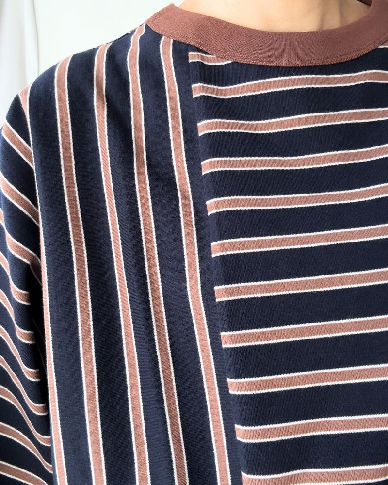 【sale】ネイビーマルチボーダードルマントップ NAVY MULTI
