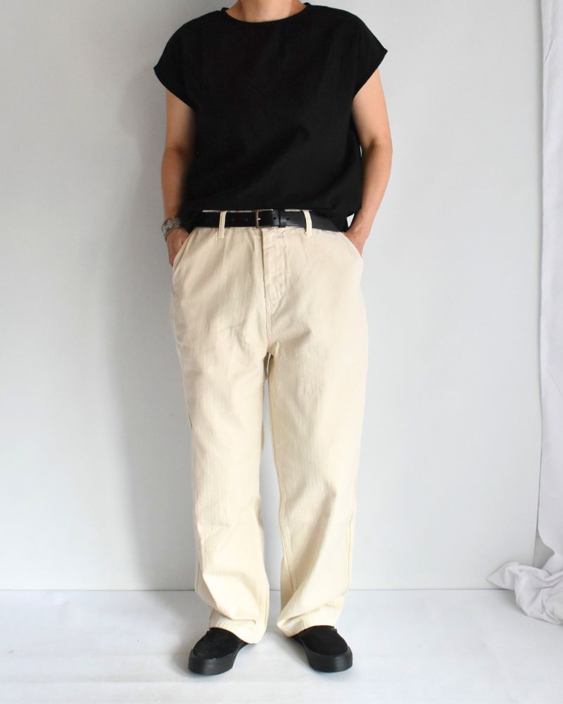 【sale】HERRINGBONE GARMENT DYE PT Ivory