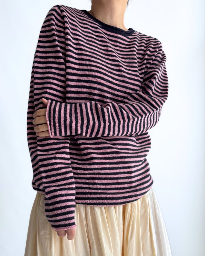 ボーダーニットプルオーバー Pink/Navy