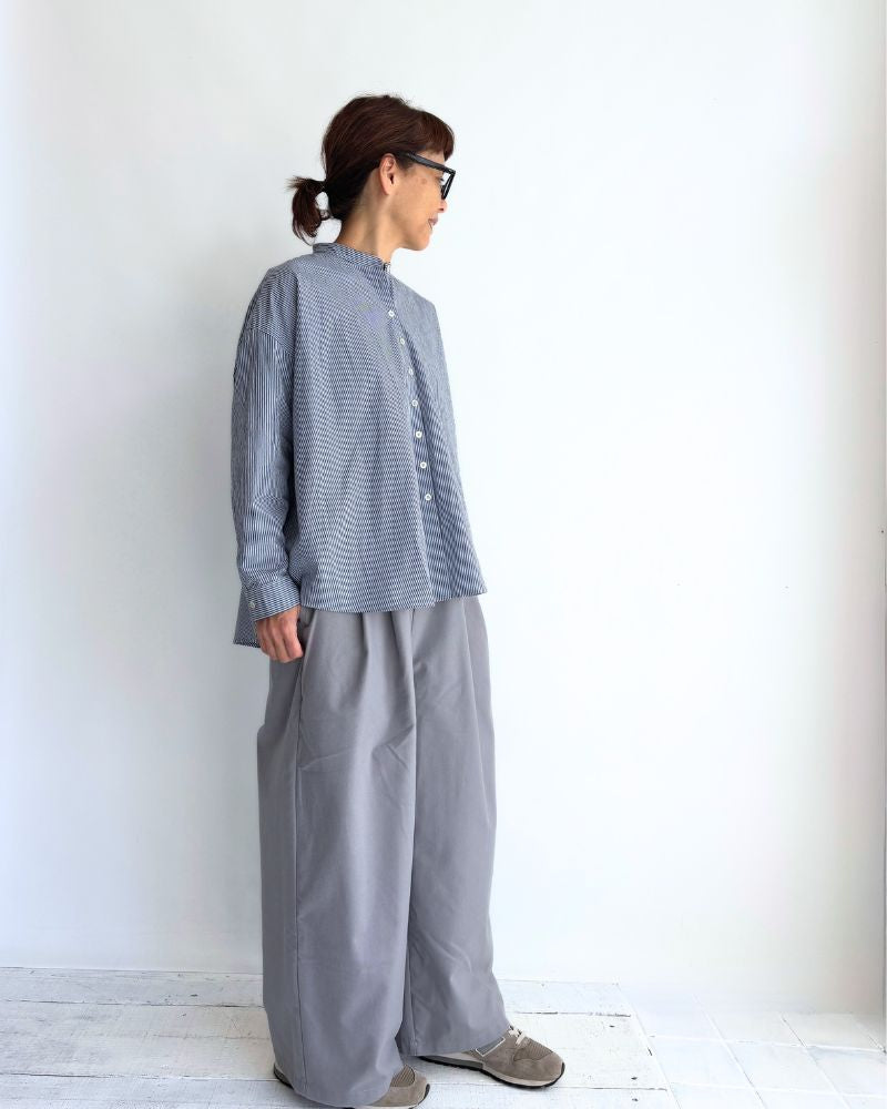 バンドカラービックシャツ Sax/Navy