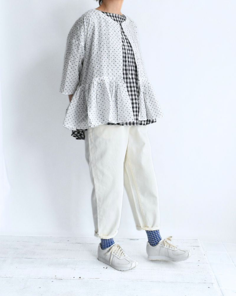 リップルドット カシュクールブラウス White/Blue