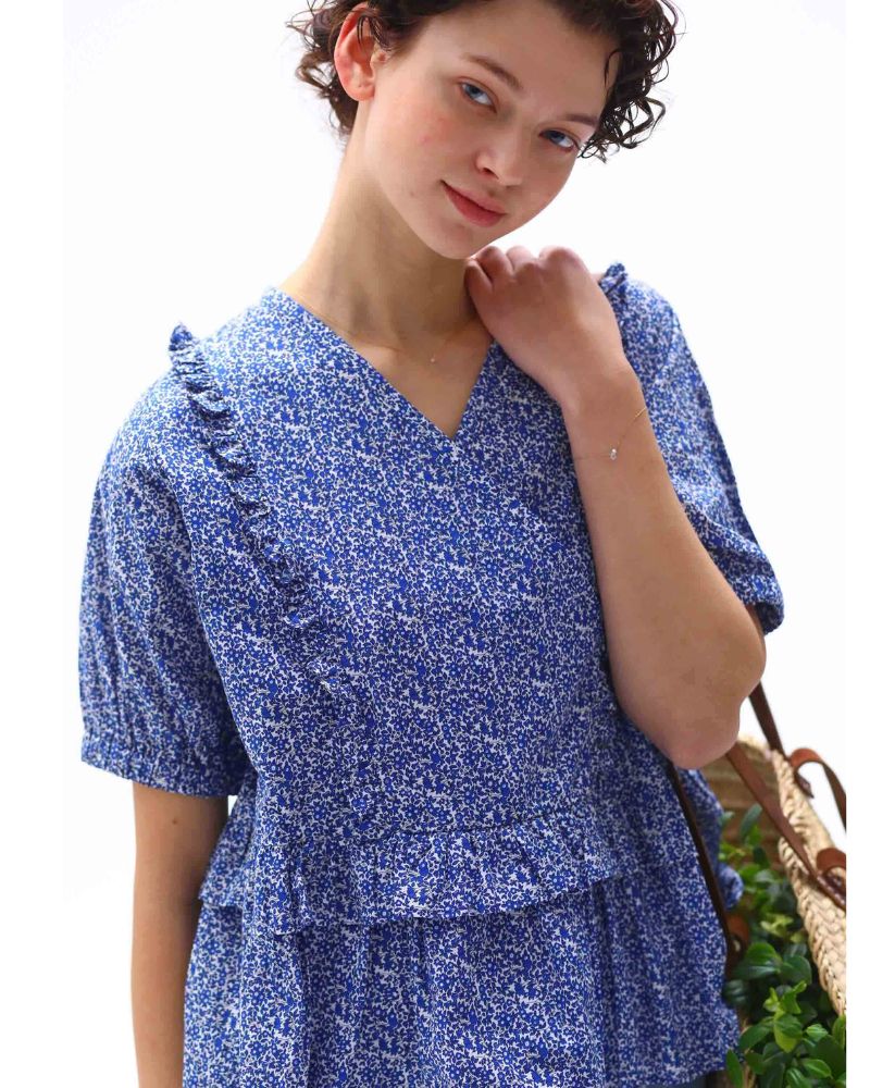 【sale】FRILL DESIGN TOPS 'KULAN' Blue
