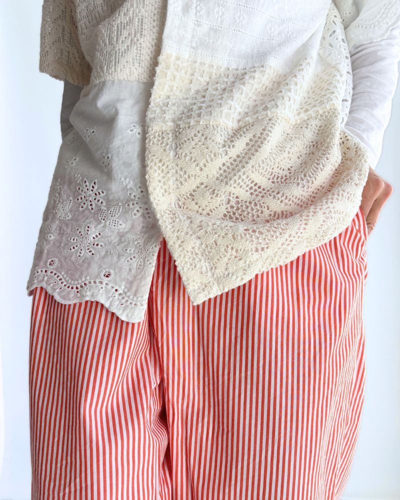 POPLIN STRIPE EASY PANTS OrangeStripe