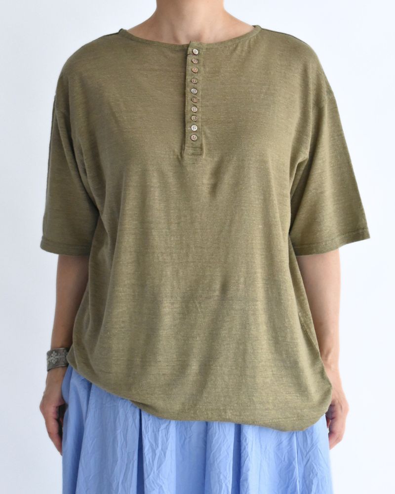 リネン2Wayヘンリープルオーバー Khaki