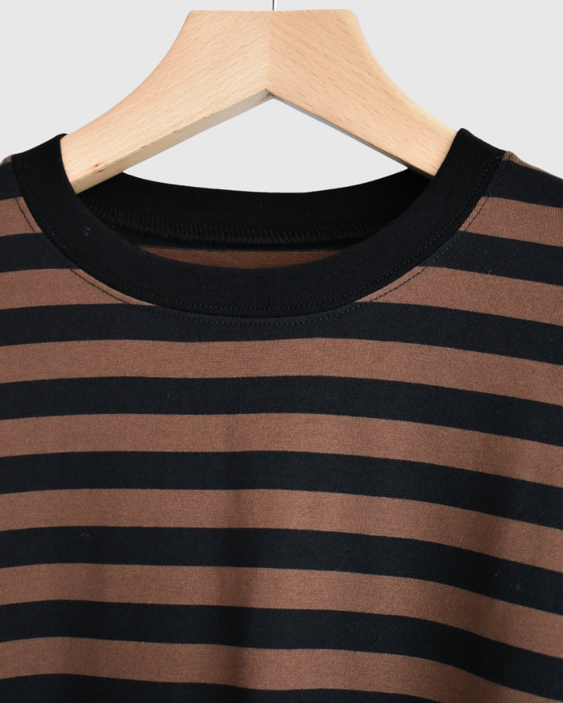 タック コクーンTシャツ Brown/Black Border