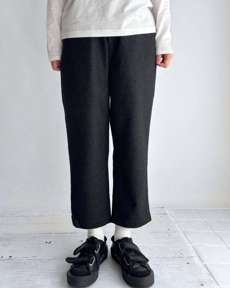 WOOL FLANNEL EASY TAPERED PANTS Charcoal