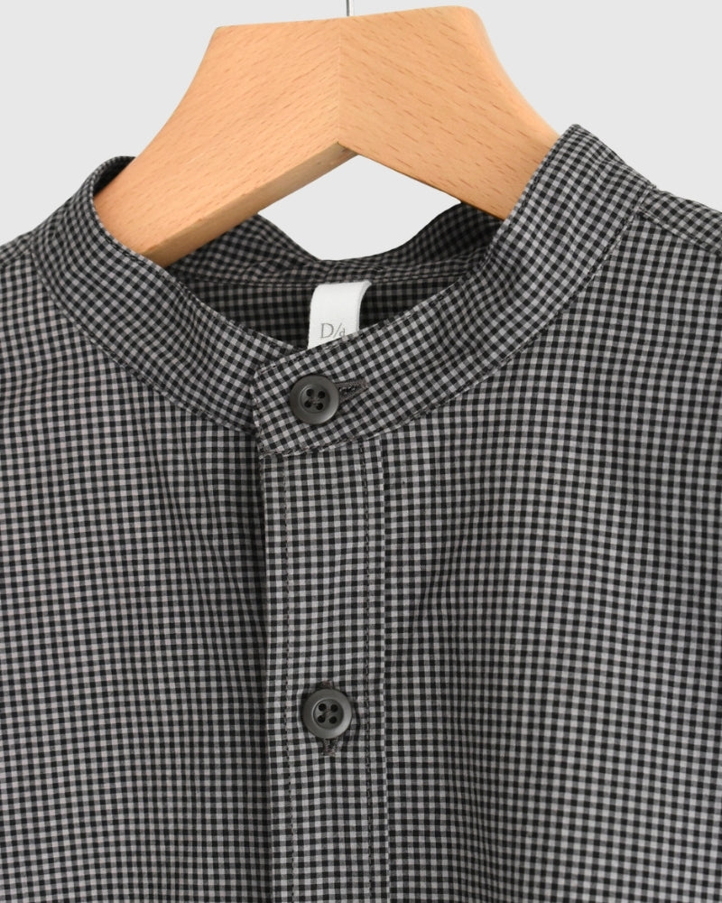 ユーティリティ バンドカラーシャツ BrownGingham