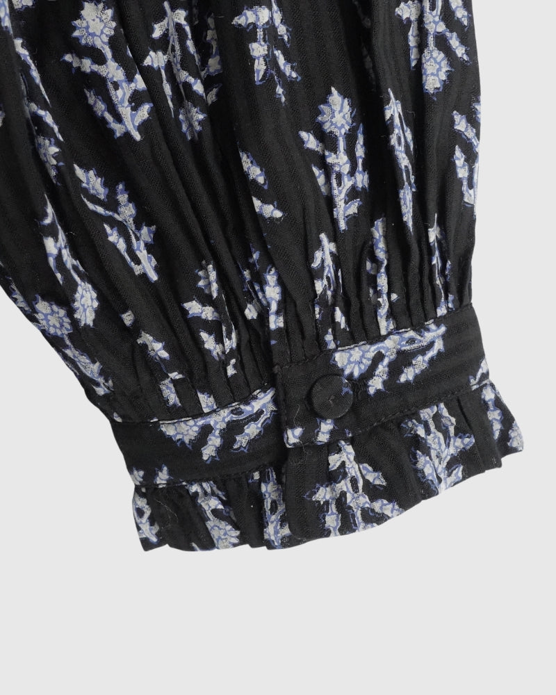 FRILL COLLAR SHIRT WITH MINI PINTUCK Black