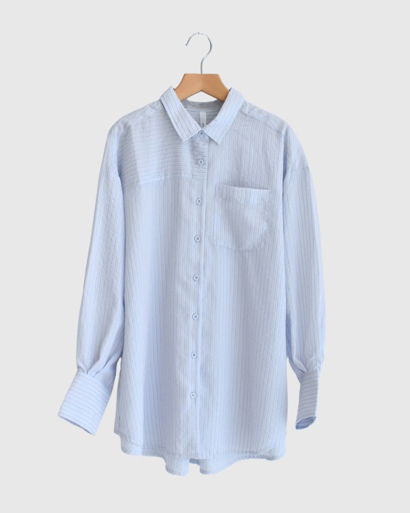 シアーストライプシャツ 'TESSA' Saxe