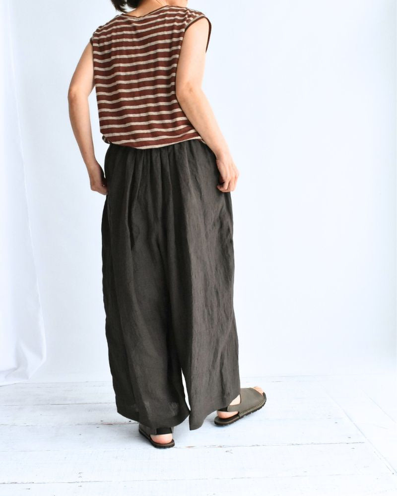 ワイドコクーン ギャザーパンツ（LINEN） Brown