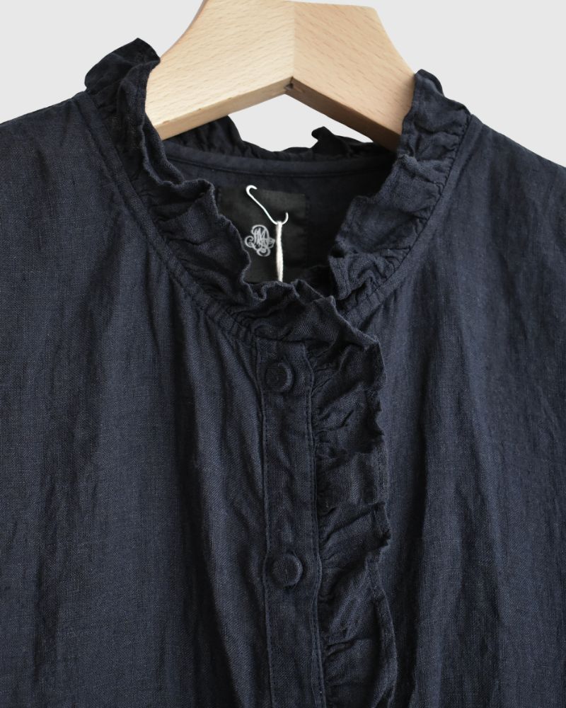 FRENCH/SL FRILL COLLAR SHIRTS Marine