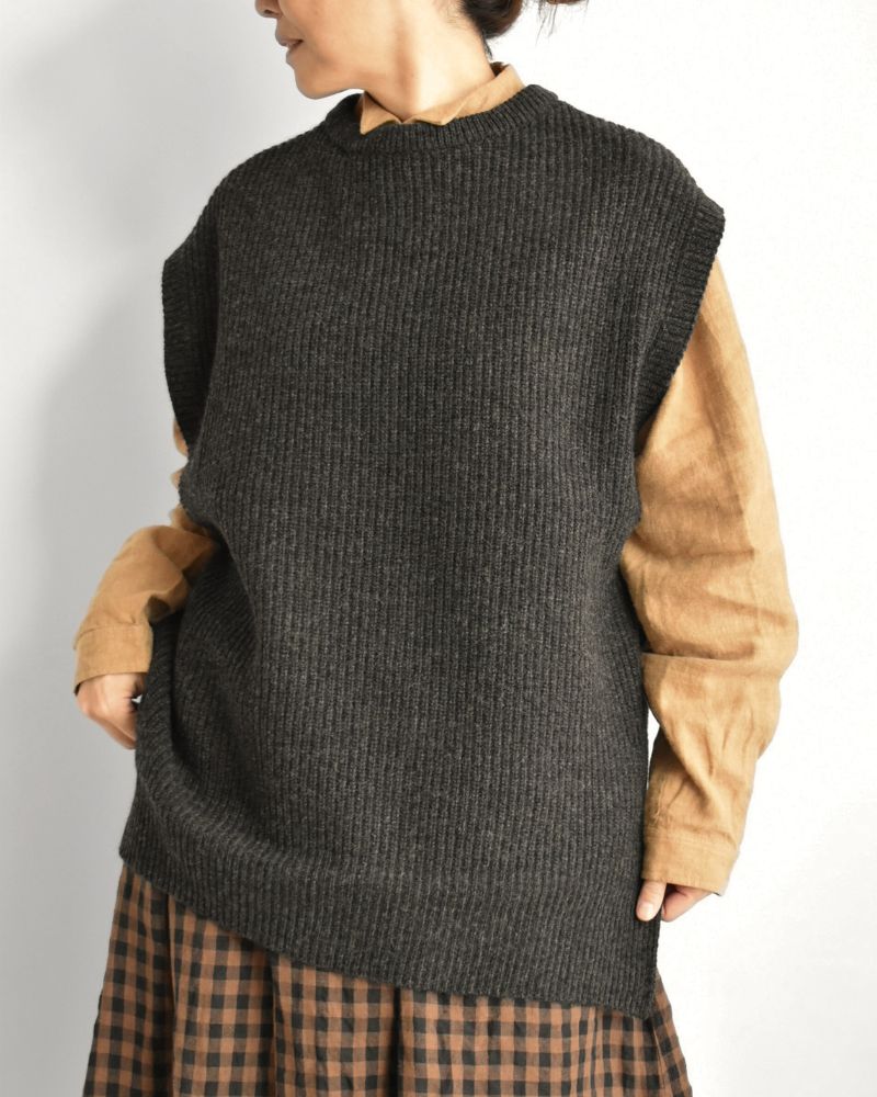 JAPAN RIDGE KNITTING VEST Charcoal