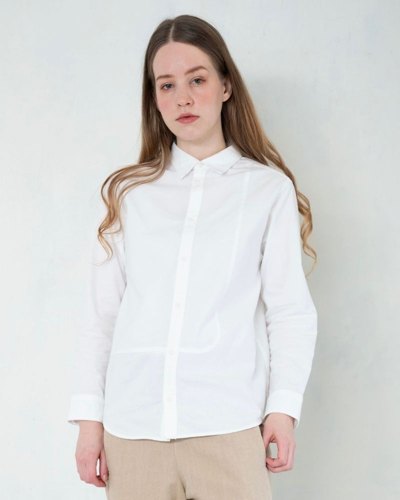 【予約】A/W TT207 オーガニックコットンの白いダンガリーシャツ（9月）