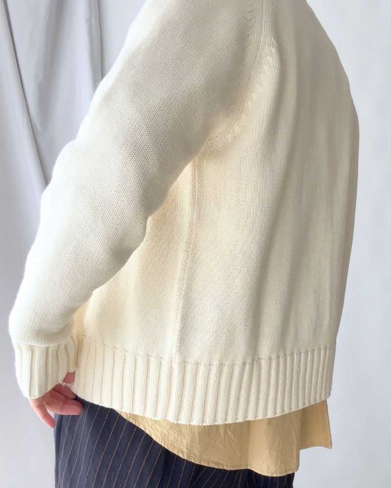 【sale】コットンカシミア Vネックカーディガン Cream